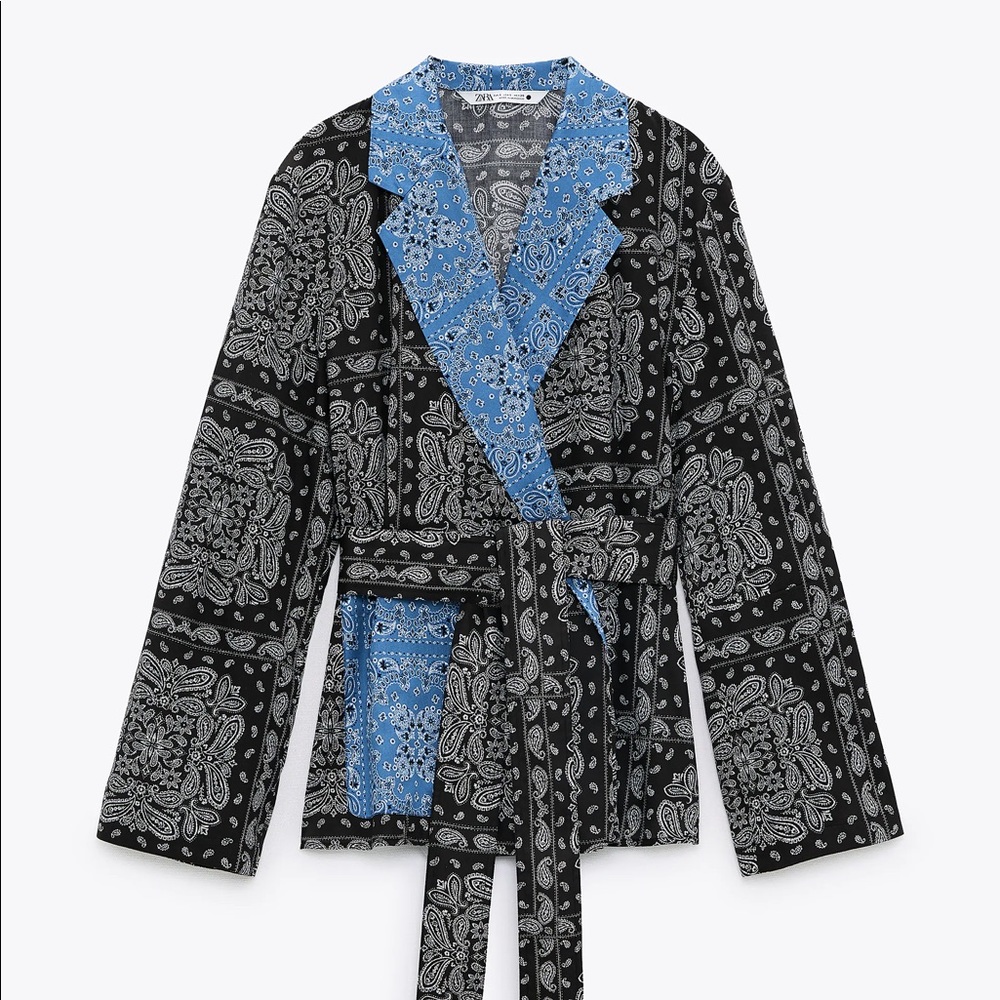 Zara Bandana Printed Wrap Blouse NWT
